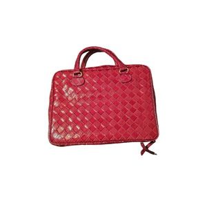 Estee Lauder Red‎ Faux Leather Makeup Bag Zippered With Handles